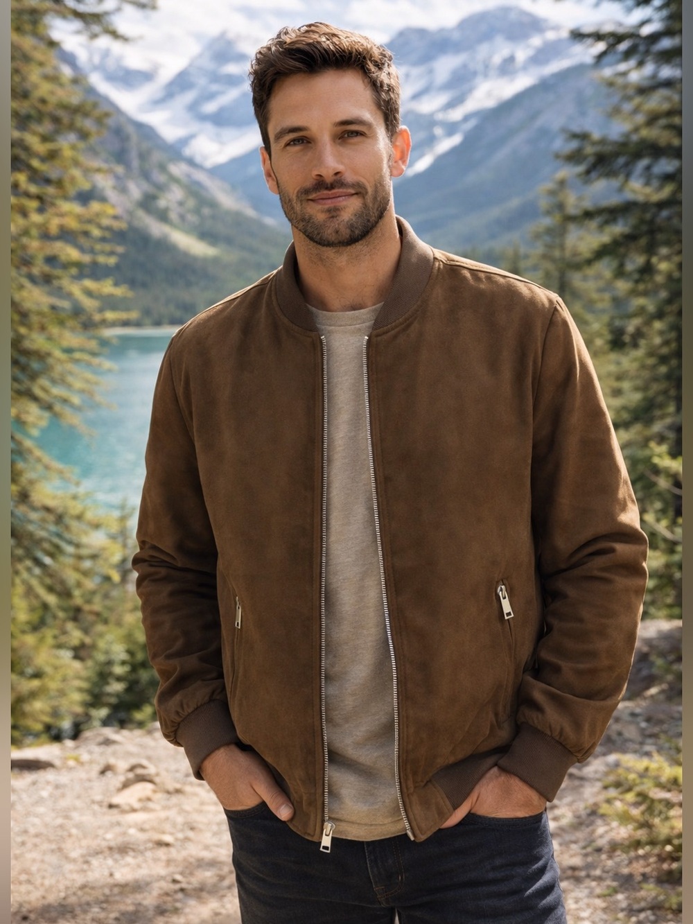 Brave Soul Men's Brown Bomber Jacket